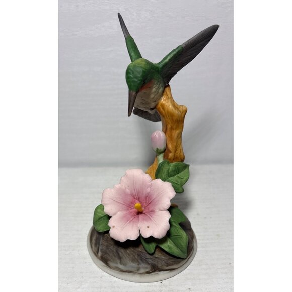 Andrea By Sadek Hummingbird Figure Pink Flower 5.5" Handpainted Detailed 6059 - Picture 5 of 8